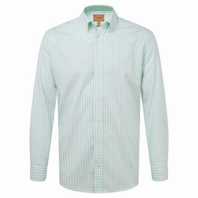 Schoffel Harlyn Tailored Mens Shirt - Pale Mint Check Price Slash Today