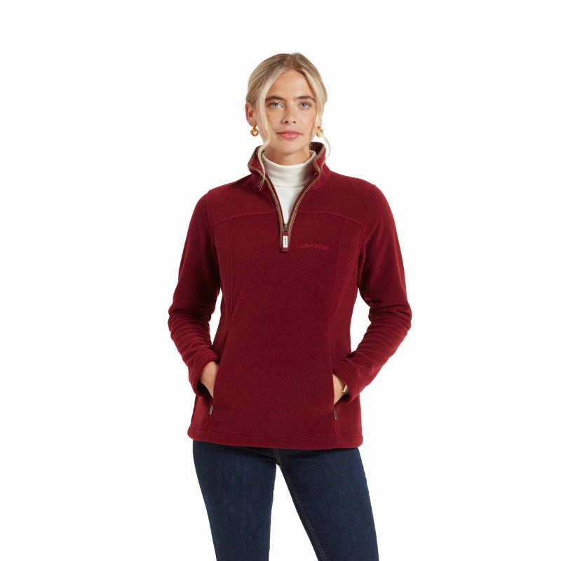 Flash Offer Today Hot Offer Ending Soon Schoffel Tilton Ladies 1/4 Zip Fleece - Claret