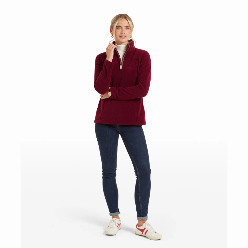 Big Price Drop Instant Deal Today Schoffel Tilton Ladies 1/4 Zip Fleece - Claret