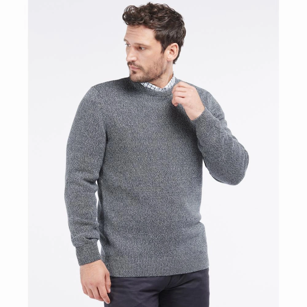 Best Price Online Barbour Cotton Twist Nelson Mens Crew Neck Jumper - Navy