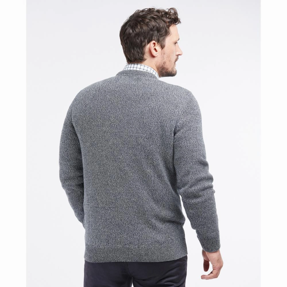 Barbour Cotton Twist Nelson Mens Crew Neck Jumper - Navy Hot Picks Today