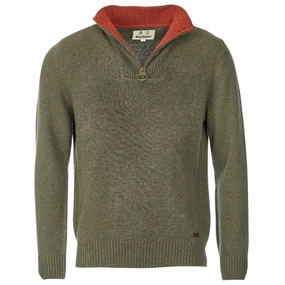 Barbour Nelson Essential Lambswool 1/4 Zip Mens Jumper - Seaweed Shop the Savings Now Online Exclusive Offer
