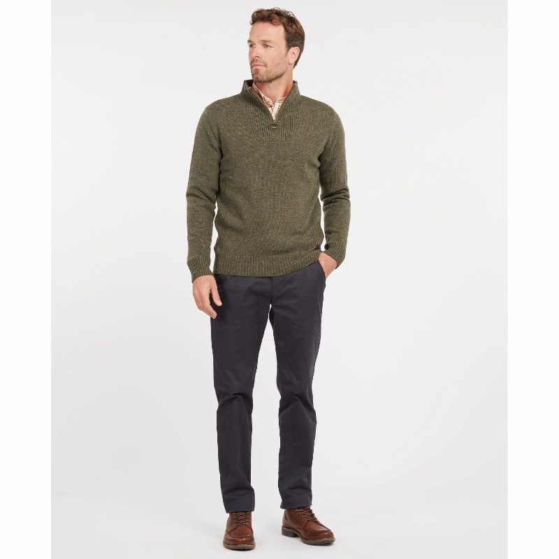 Barbour Nelson Essential Lambswool 1/4 Zip Mens Jumper - Seaweed Grab Your Savings Limited Edition Offer