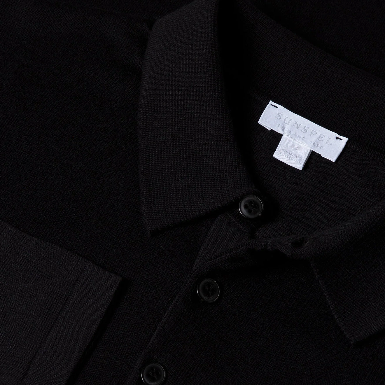 Steal Todays Offer Today Only Savings Sunspel Sea Island L/S Polo Knitwear Black