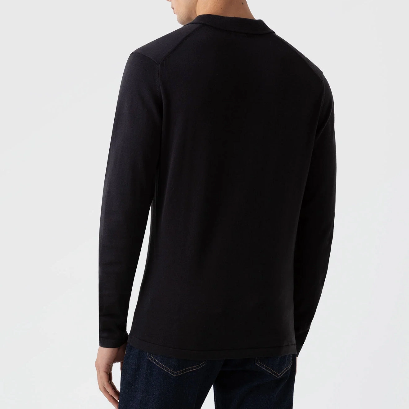 Save More Now Shop Smart Save Sunspel Sea Island L/S Polo Knitwear Black