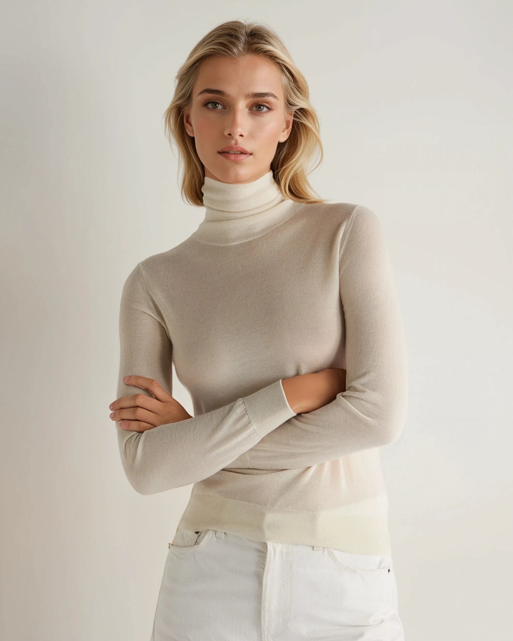 Last Chance Offer Trending Hot Picks Women'S Margot Superfine Cashmere Roll Neck Jumper New Ivory White