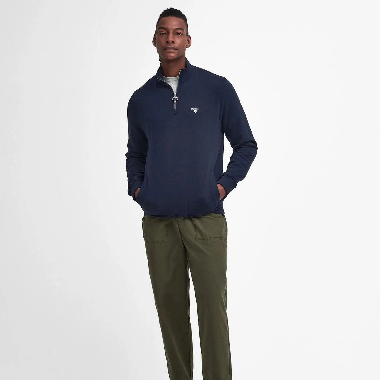 Barbour Beckhill Half Zip Sweatshirt Navy Hot Item Clearance