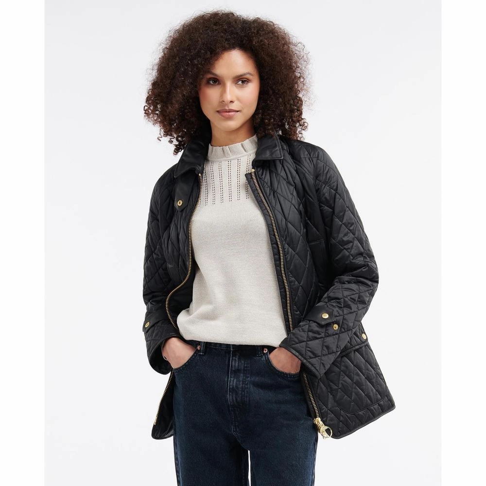 Todays Mega Savings Clearance Sale Now Barbour Kelham Ladies Quilted Jacket - Black/Ancient