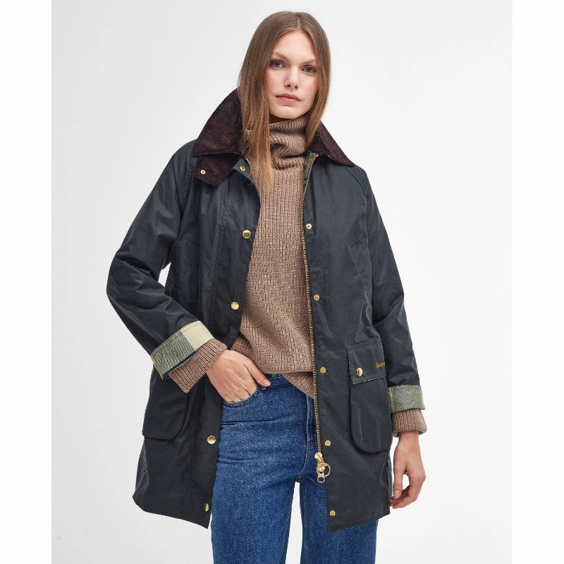 Barbour Long Beadnell Ladies Wax Jacket - Sage/Ancient Hot Item Clearance Flash Sale Alert
