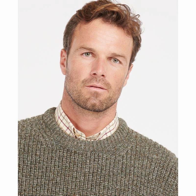 Save Big Today Hot Offer Inside Barbour New Tyne Mens Crew Neck Jumper - Derby Tweed
