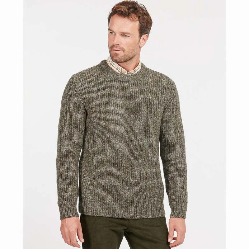 Today Only Special Today Only Steal Barbour New Tyne Mens Crew Neck Jumper - Derby Tweed