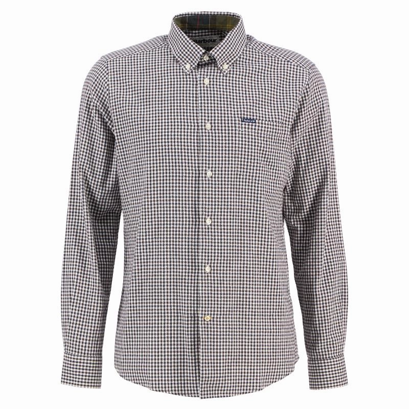 Todays Mega Savings Price Slash Today Barbour Padshaw Tailored Mens Shirt - Dark Oak