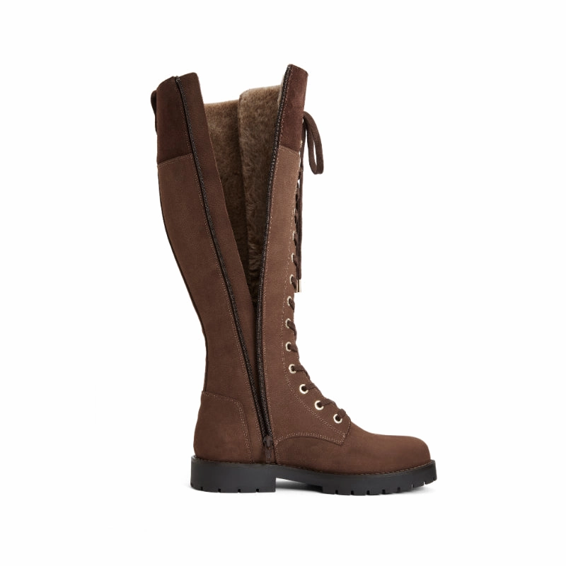 Best Deal Today EndofWeek Deals Fairfax & Favor Knee High Anglesey Ladies Shearling Lined Boot - Chocolate