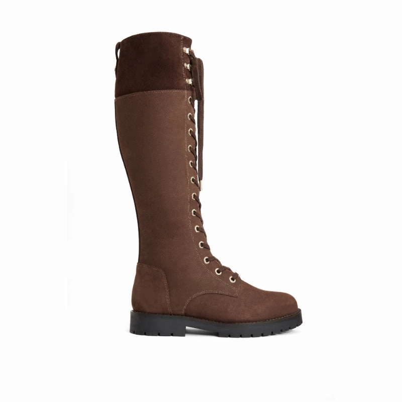 Todays Best Deal Fairfax & Favor Knee High Anglesey Ladies Shearling Lined Boot - Chocolate
