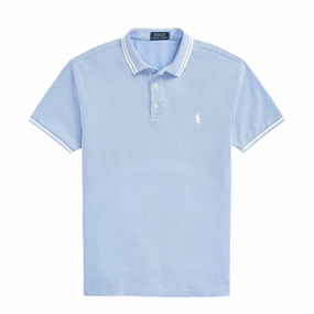 Polo Ralph Lauren Custom Slim Fit Contrast Polo Shirt New England Blue / White Instant Savings Inside
