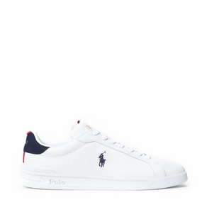 EndofWeek Deals Trending Savings Now Polo Ralph Lauren Heritage Court Ii Leather Trainer White / Navy / Red