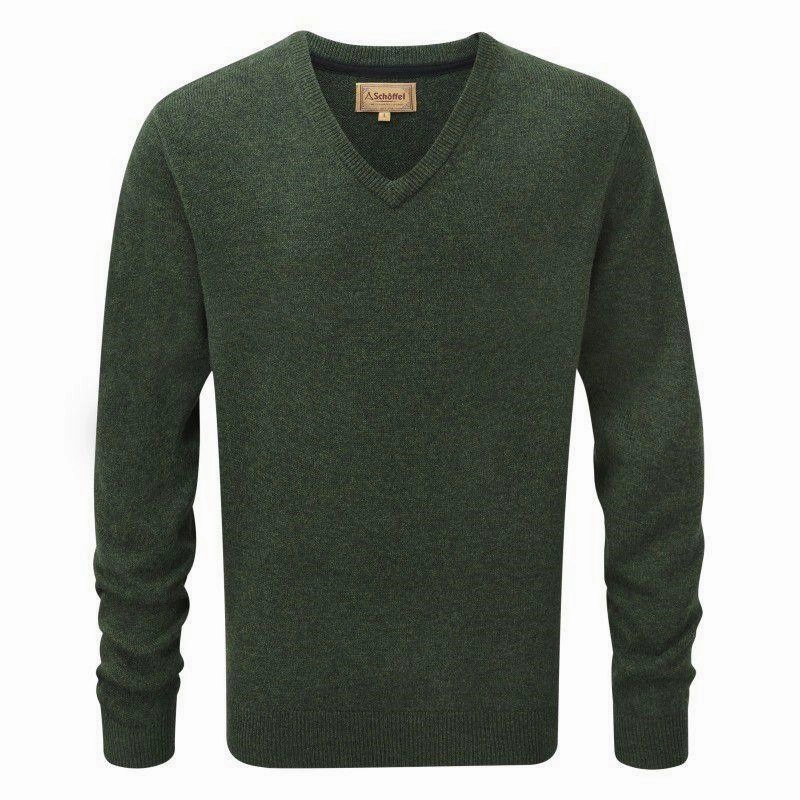 Hot Picks Today Hot Item Clearance Schoffel Lambswool Mens V Neck Jumper - Forest