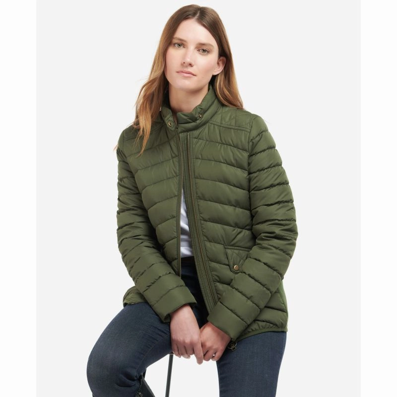 Best Deal Alert MustShop Sale Barbour Stretch Cavalry Ladies Quilt Jacket - Olive/Olive Marl