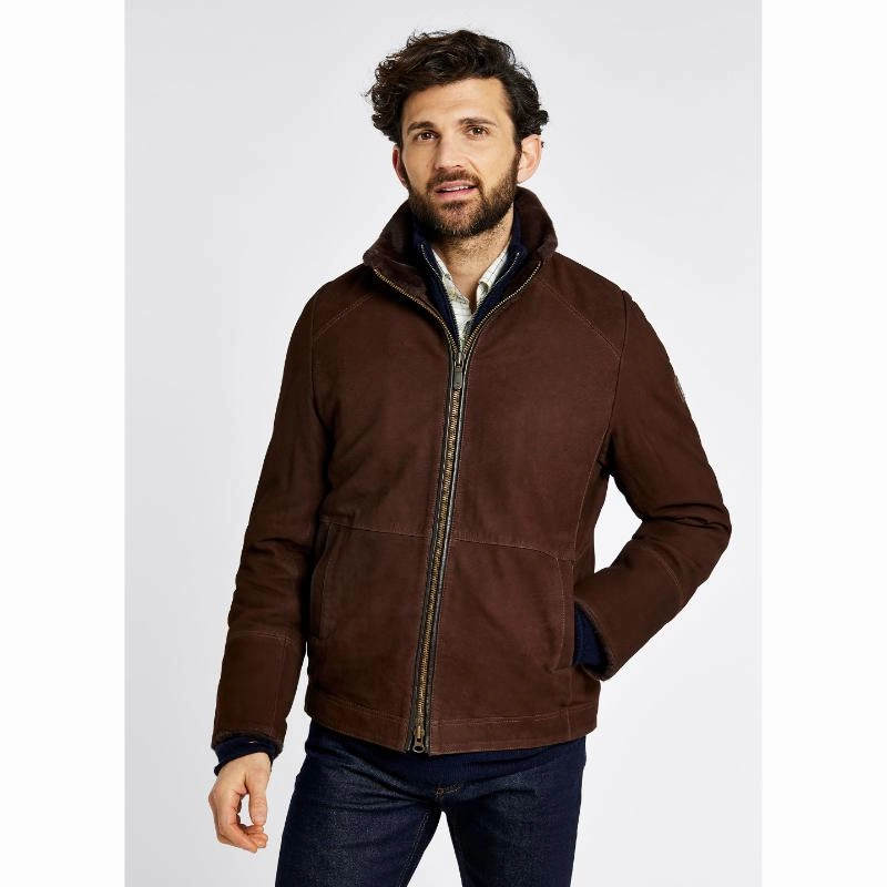Best Deal Online Dubarry Merriman Sherpa Lined Mens Leather Jacket - Walnut