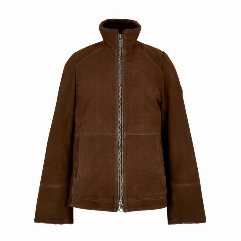Trending Now Offer Shop the Savings Dubarry Merriman Sherpa Lined Mens Leather Jacket - Walnut