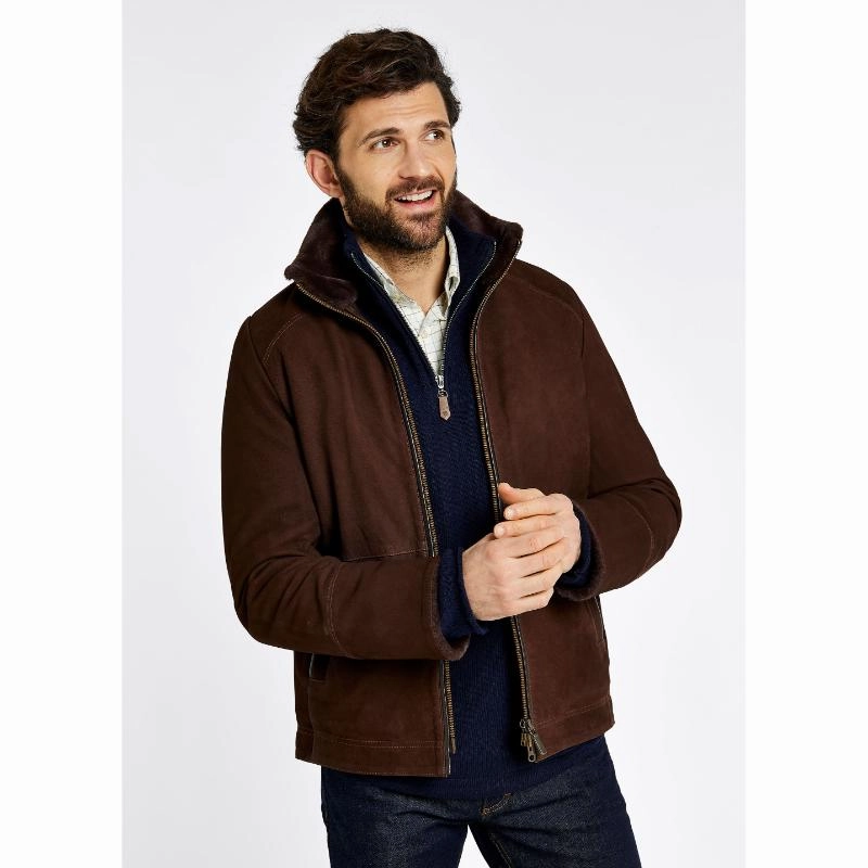 Dubarry Merriman Sherpa Lined Mens Leather Jacket - Walnut Gift Sale Event
