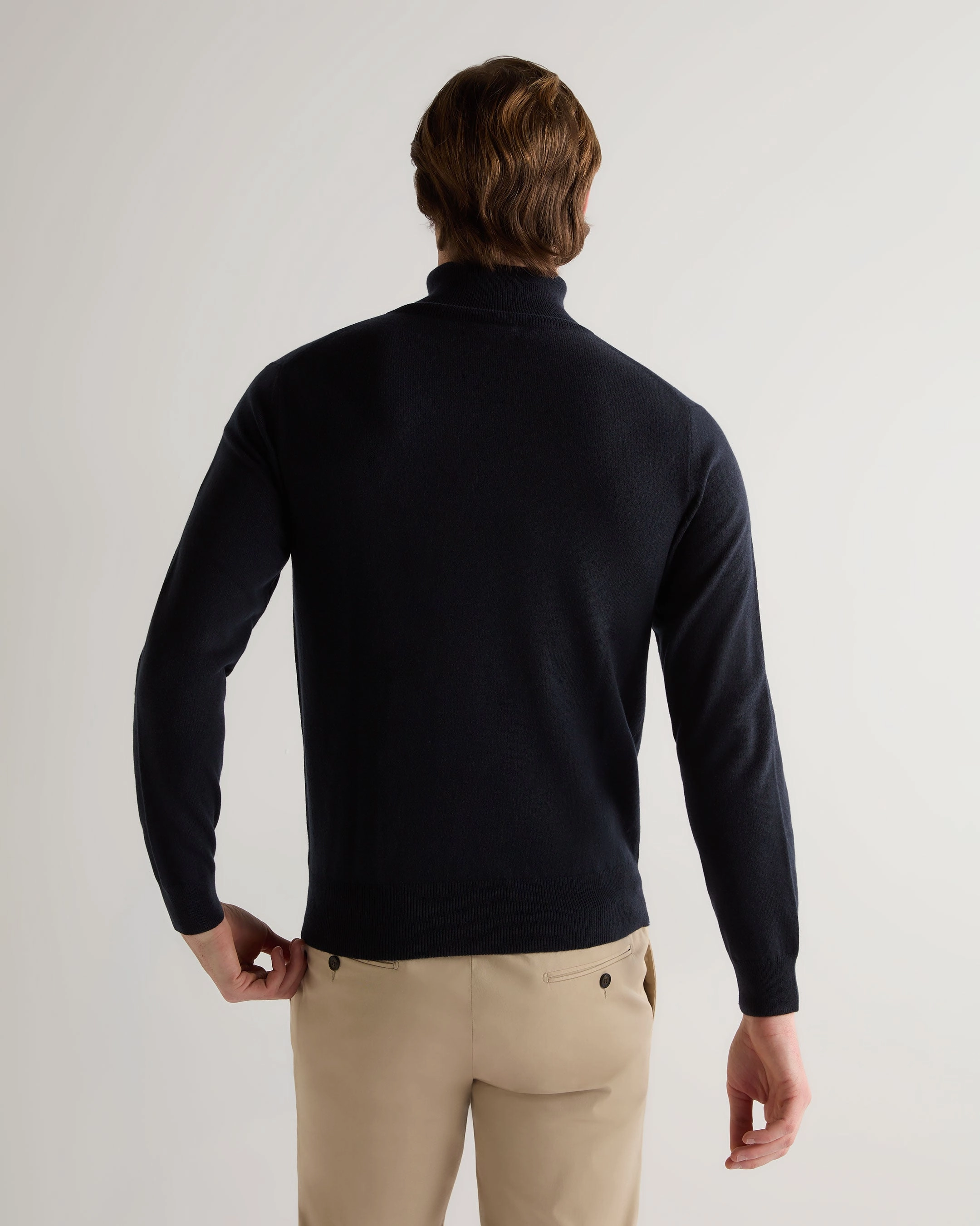 MustShop Sale Men'S Trafalgar Roll Neck Cashmere Jumper Navy Blue