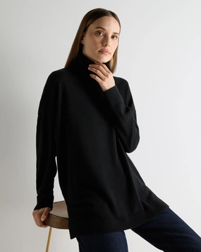 Today Only Steal Shop the Savings Women'S Longline Roll Neck Cashmere Jumper Black