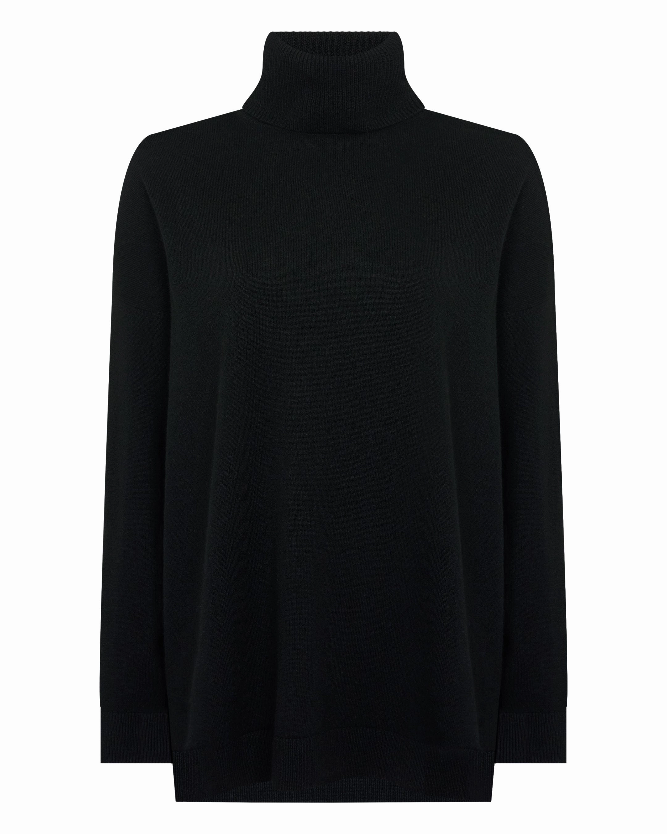 Big Price Drop GiftWorthy Sale Women'S Longline Roll Neck Cashmere Jumper Black