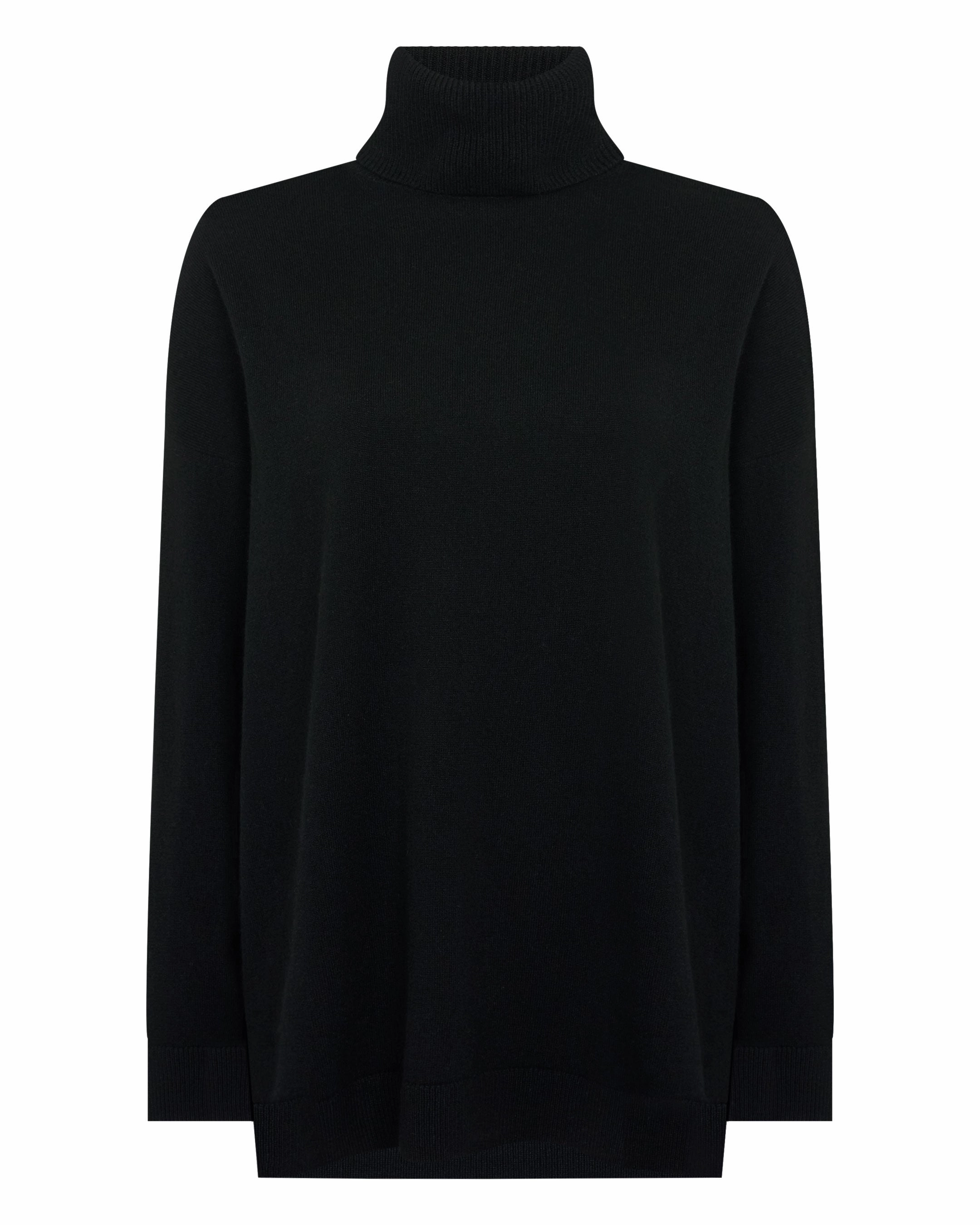 Mega Discount Today Price Drop Frenzy Women'S Longline Roll Neck Cashmere Jumper Black