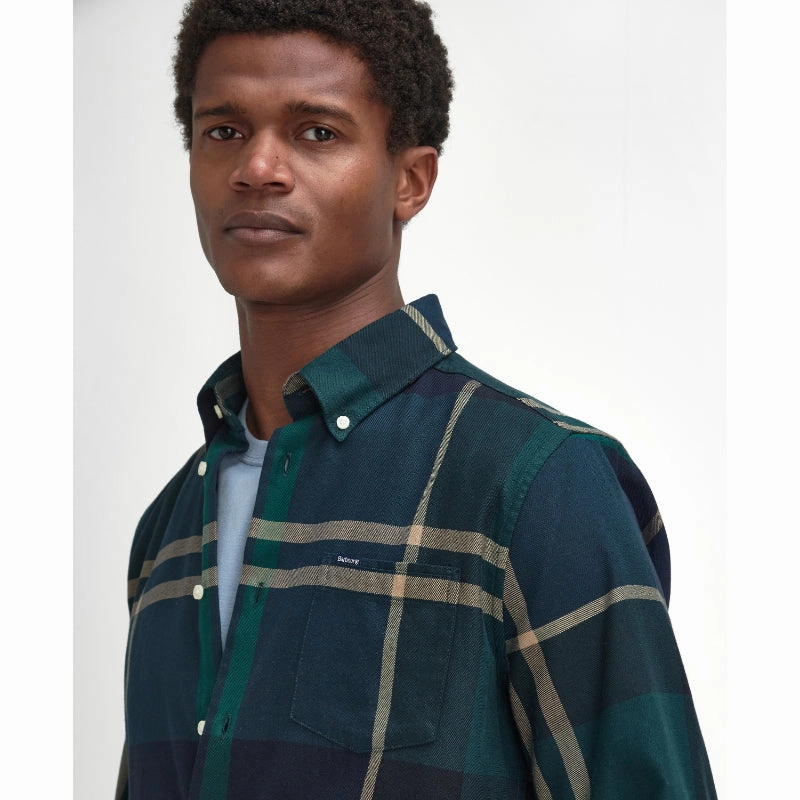 Barbour Dunoon Mens Tailored Shirt - Green Loch MustShop Sale Gift Sale Event