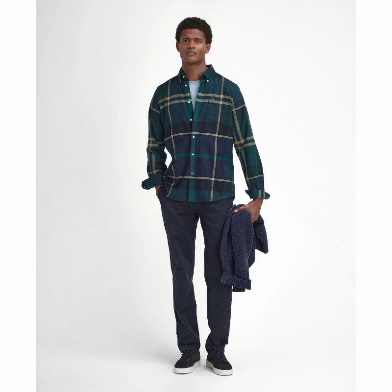 Daily Clearance Deal Barbour Dunoon Mens Tailored Shirt - Green Loch