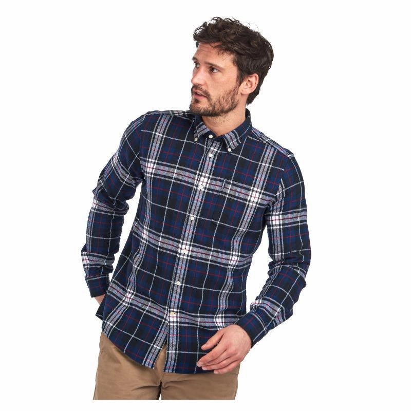 Barbour Highland Check 34 Mens Tailored Shirt - Navy Special Price Today