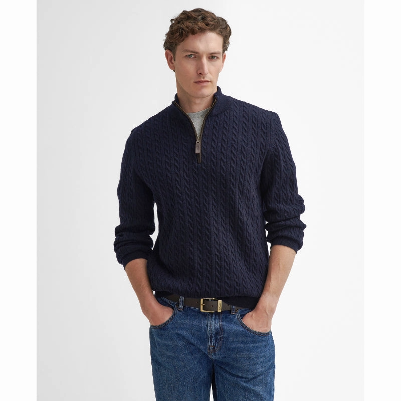 Barbour Ramsden Lambswool Half Zip Knitted Mens Jumper - Navy Hot Picks Today Hot Pick Online