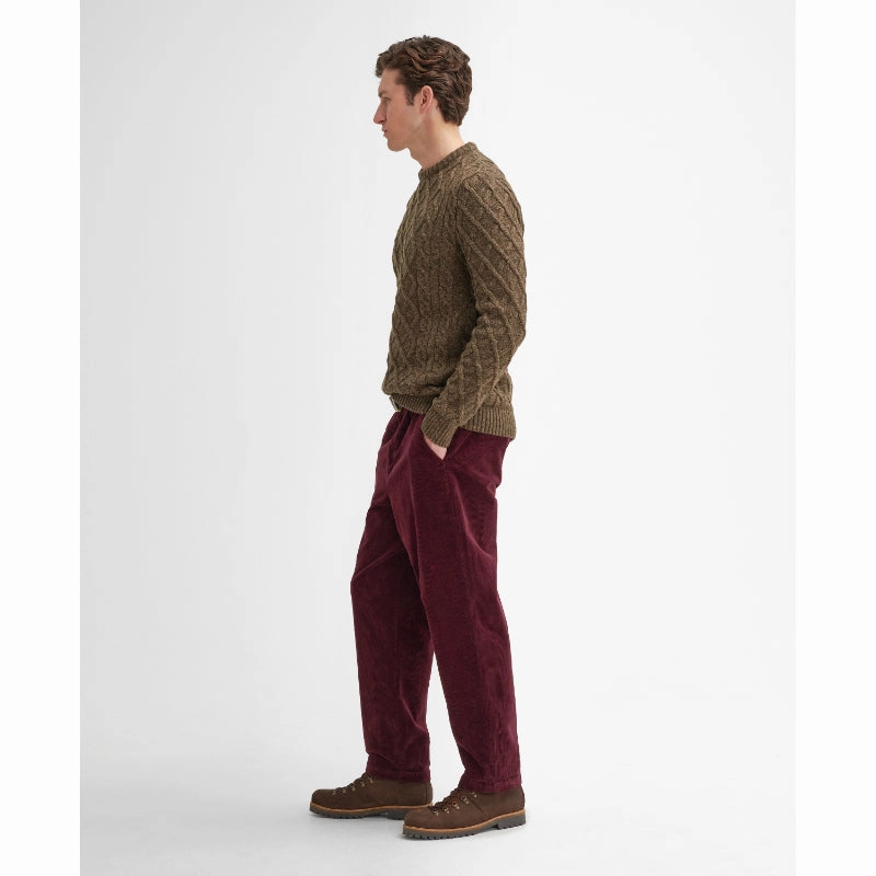 Barbour Stowford Cable Lambswool Knit Crew Neck Mens Jumper - Olive Mix Mega Sale Now