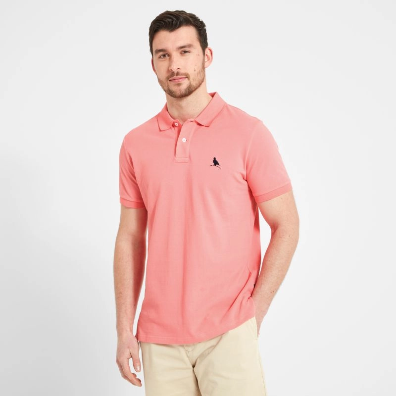 Schoffel St Ives Tailored Mens Polo Shirt - Flamingo Limited Time Sale