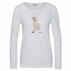Hot Sale Frenzy Dont Miss Hot Deals Barbour Fareham Ladies Long Sleeve T-Shirt - White