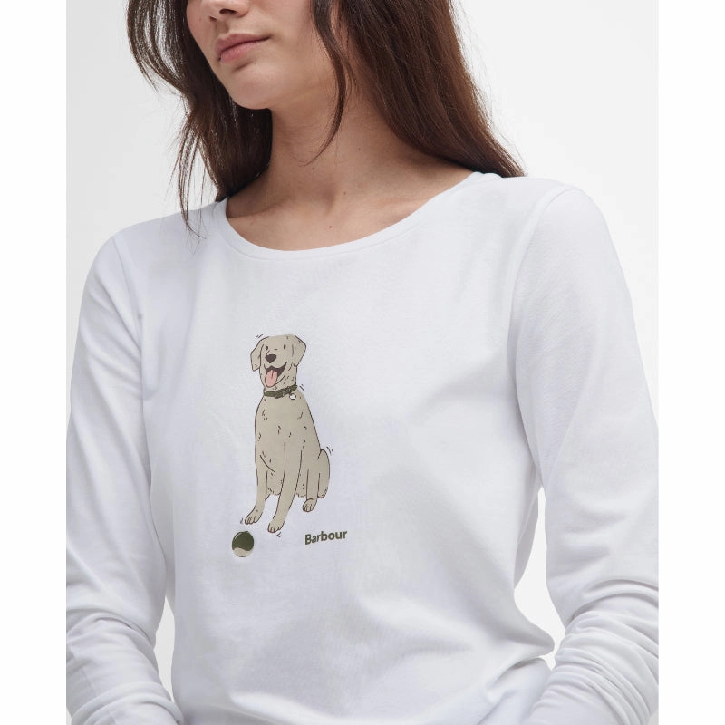 Barbour Fareham Ladies Long Sleeve T-Shirt - White Shop Save Today