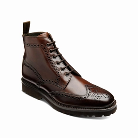 Loake Pegasus Wide Fit Mens Leather Brogue Boot - Dark Brown Waxed Dont Wait Save