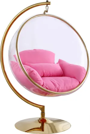 Luna Pink Fabric Acrylic Swing Bubble Accent Chair (2 Boxes)