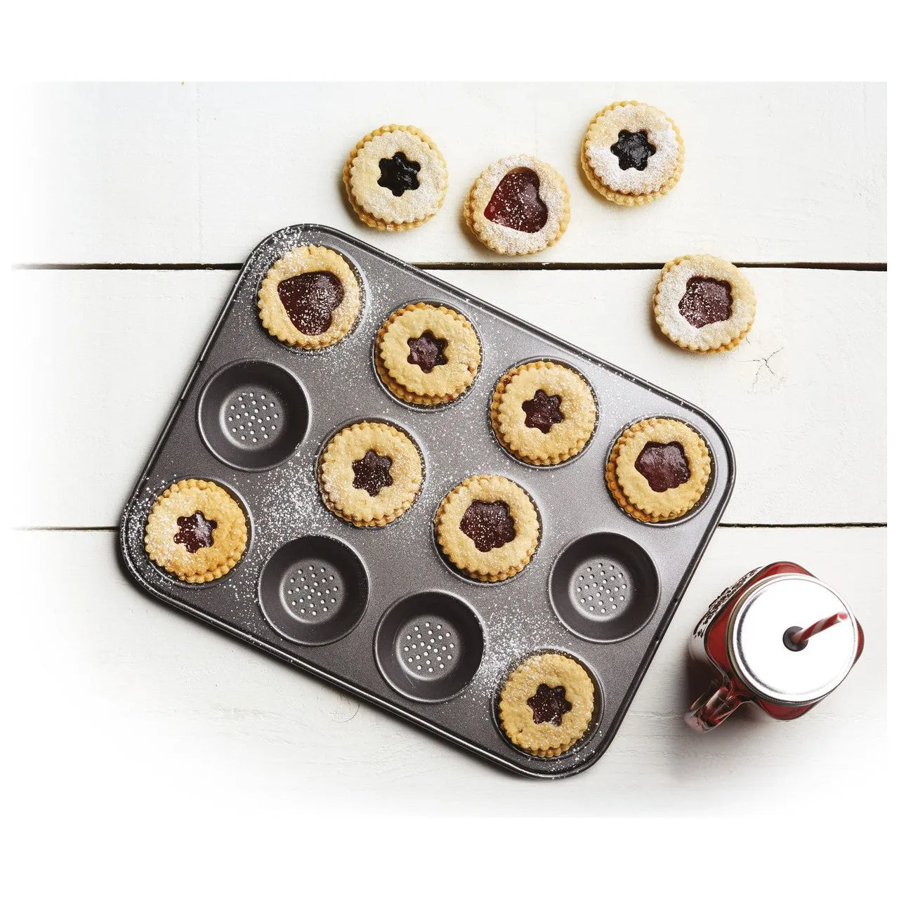 MasterClass Crusty Bake Non-Stick 12 Hole Shallow Baking Pan