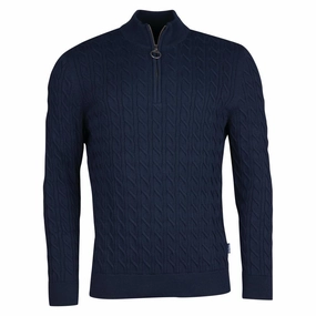Special Offer Inside Shop Smart Deals Barbour Cable Knit Half Zip Mens Jumper - Navy
