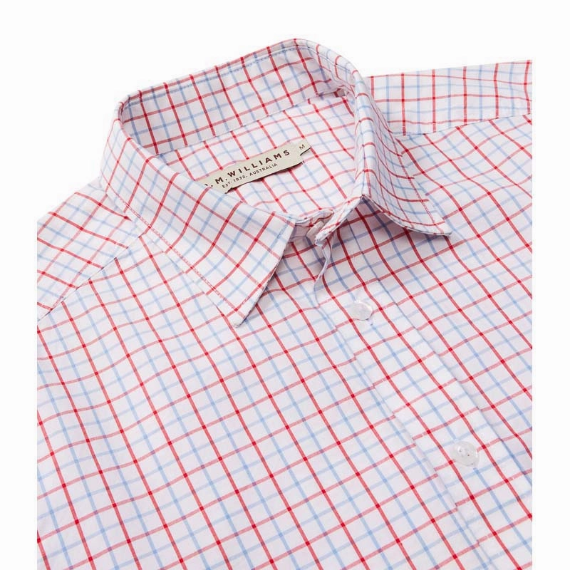 R.M.Williams Classic Mens Shirt - Blue/White/Red Hot Clearance Now