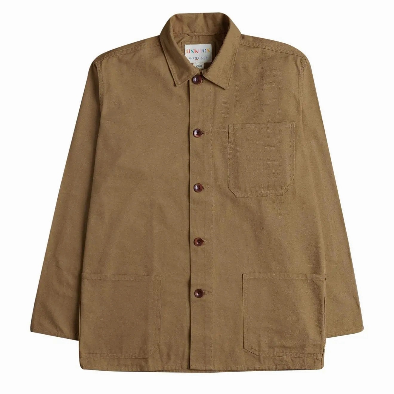 Uskees 3001 Buttoned Overshirt Khaki Hot Savings Alert Big Sale Today