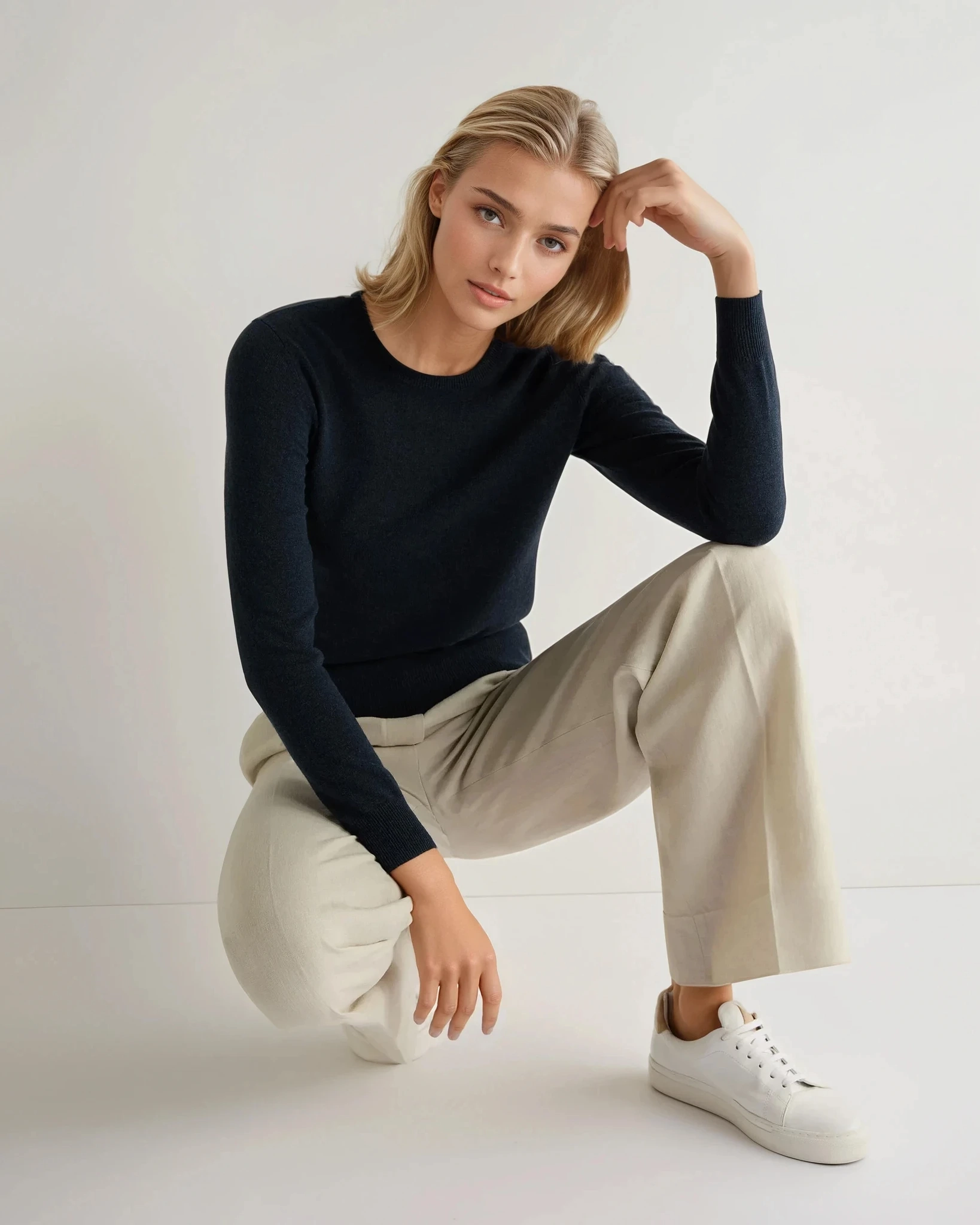 Special Savings Today Best Seller Discount Women'S Evie Classic Round Neck Cashmere Jumper Indigo Blue
