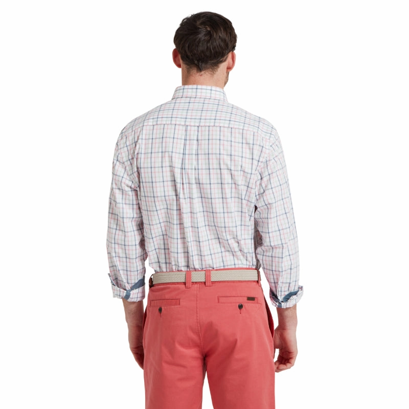 Flash Deal Today Schoffel Holkham Classic Mens Shirt - Dark Pigeon Blue/Mauve Red