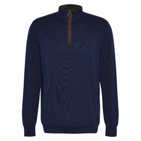 Hot Savings Alert Barbour Bayfield Mens Knitted Half Zip Jumper - Navy
