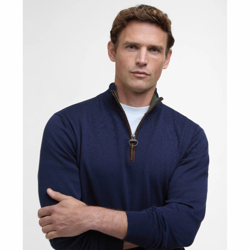Save More Online Instant Deal Today Barbour Bayfield Mens Knitted Half Zip Jumper - Navy