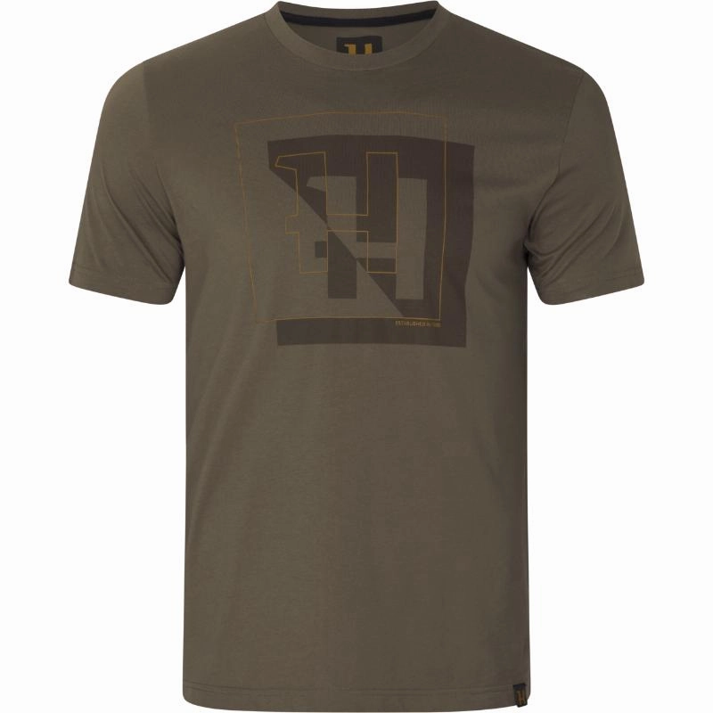 Harkila H-Logo S/S Mens Cotton T-Shirt - Major Brown MustHave Deal