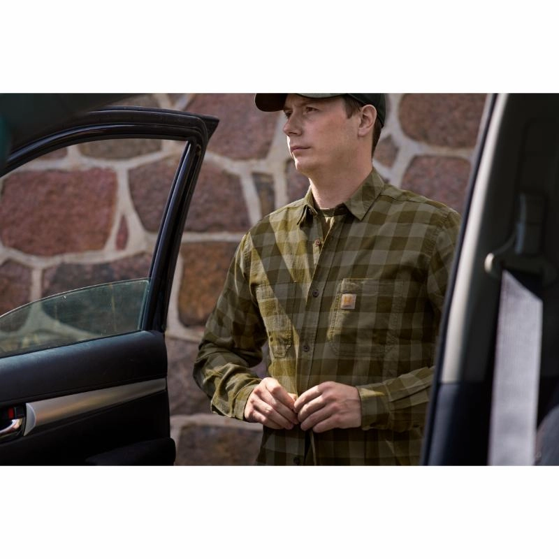 Harkila Scandinavian Long Sleeve Mens Shirt  - Dark Olive Check Save More Now Hot Price Drop