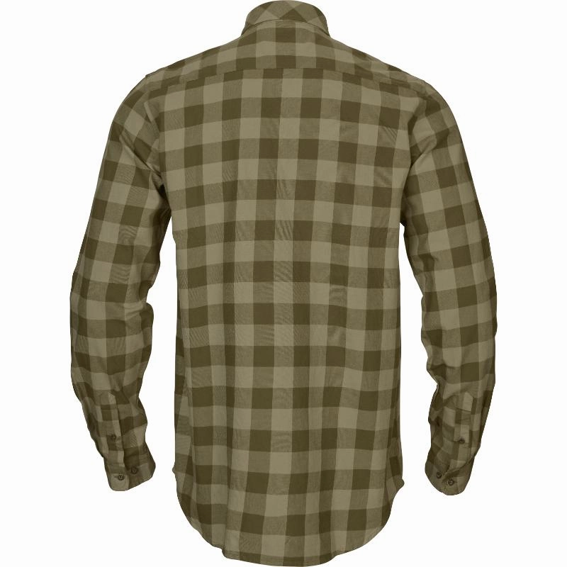 Harkila Scandinavian Long Sleeve Mens Shirt  - Dark Olive Check Limited Stock Hot Deal Grab It Now